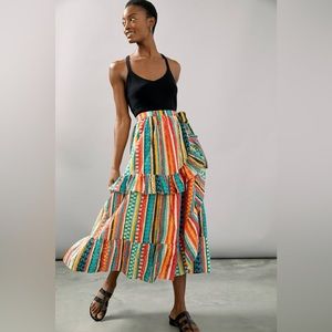 Verb pallavi singhee anthropologie Ruffled Eyelet Wrap Maxi Skirt size M